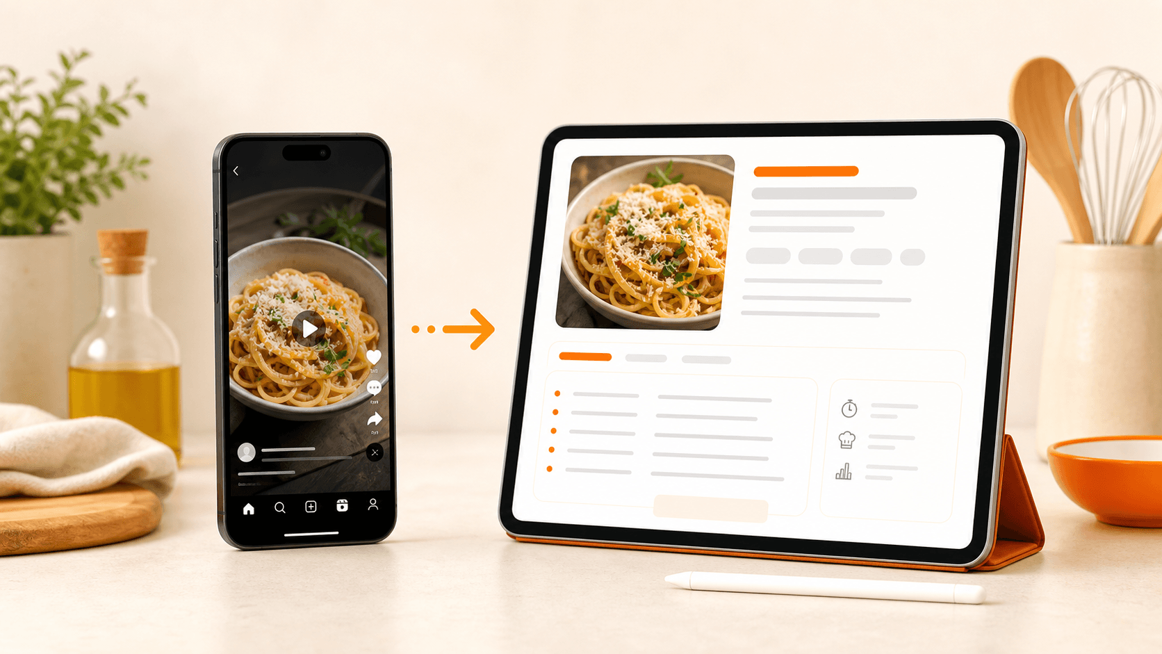 Fonte social o web trasformata in una scheda ricetta ordinata con myCookSnap